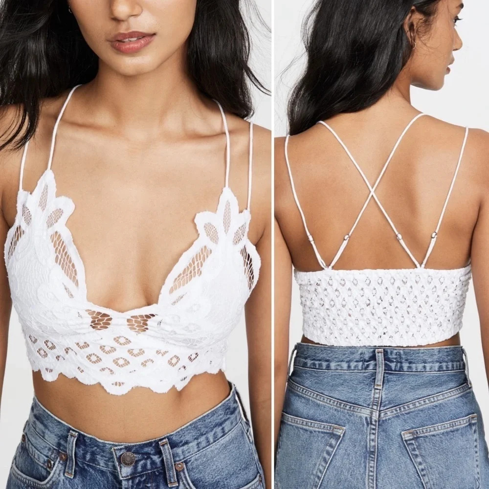 Free People Adella Lace Bralette White Sz Xs